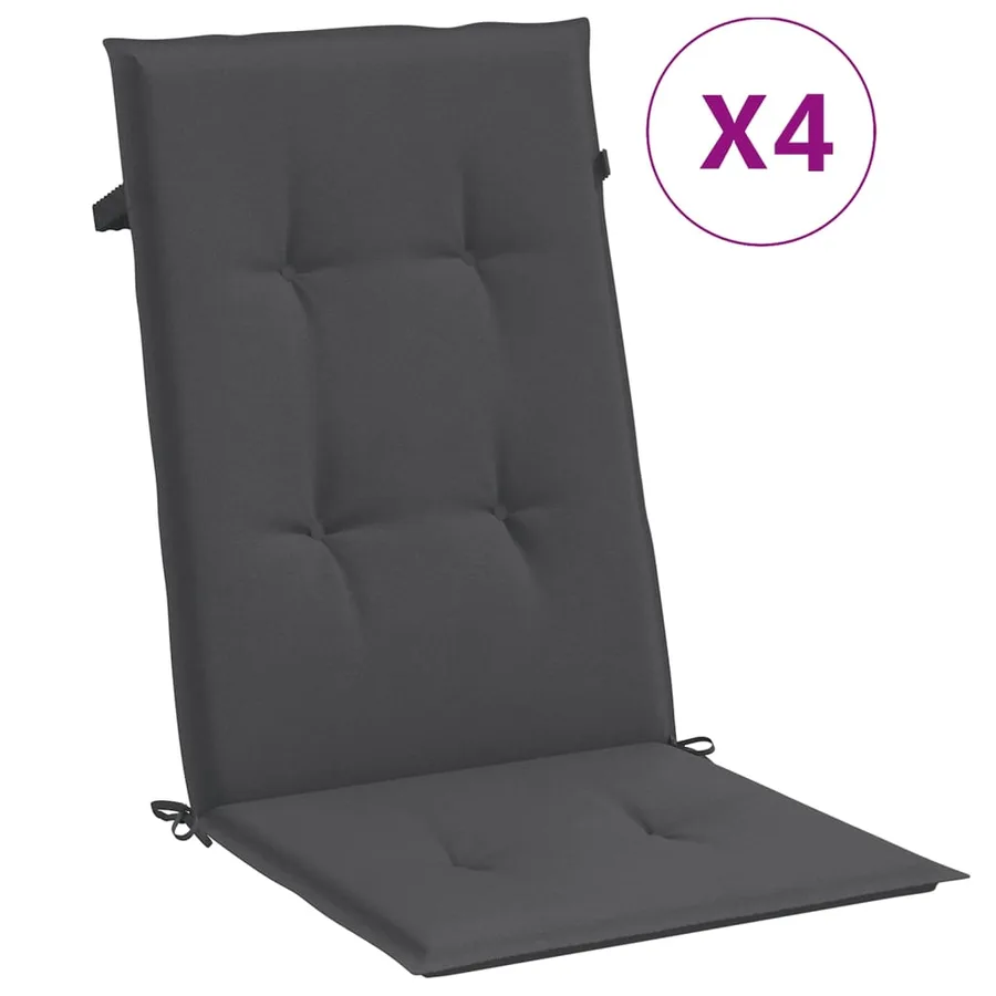Coussins de chaise à dossier haut lot de 4 anthracite mélangé - 2