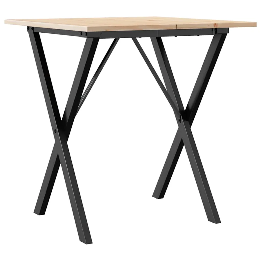 Table à manger cadre en X 70x70x75 cm bois de pin massif acier - 6