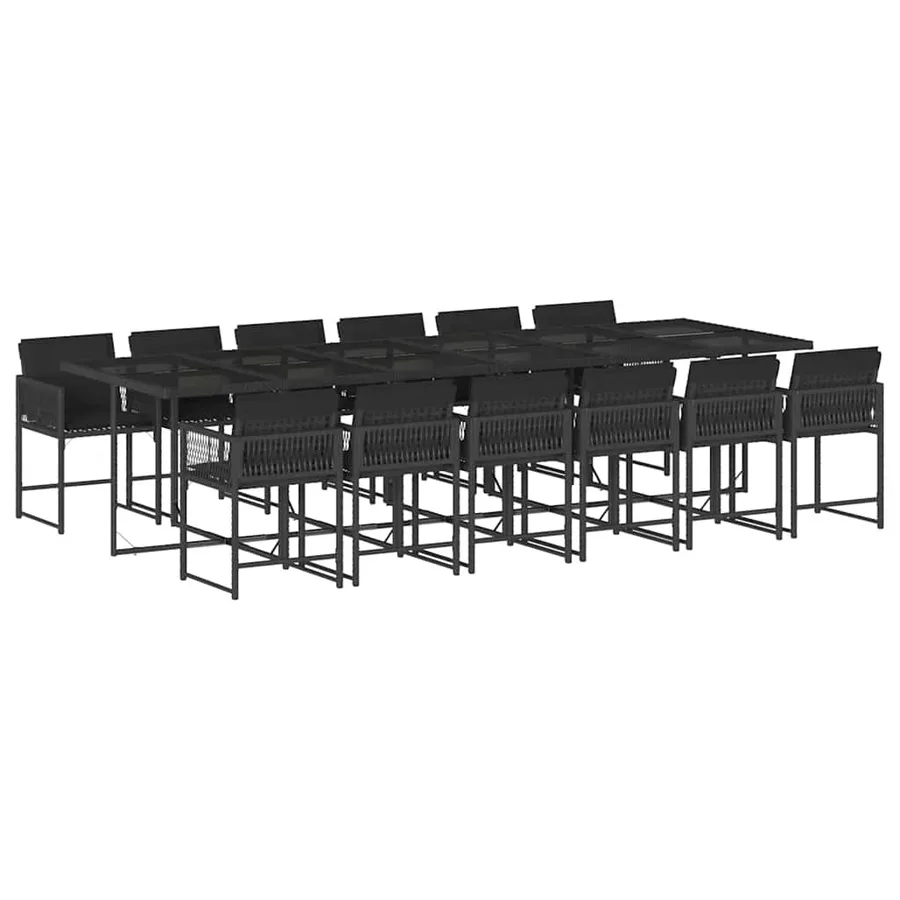 Ensemble à manger de jardin 13 pcs coussins noir résine tressée - 2