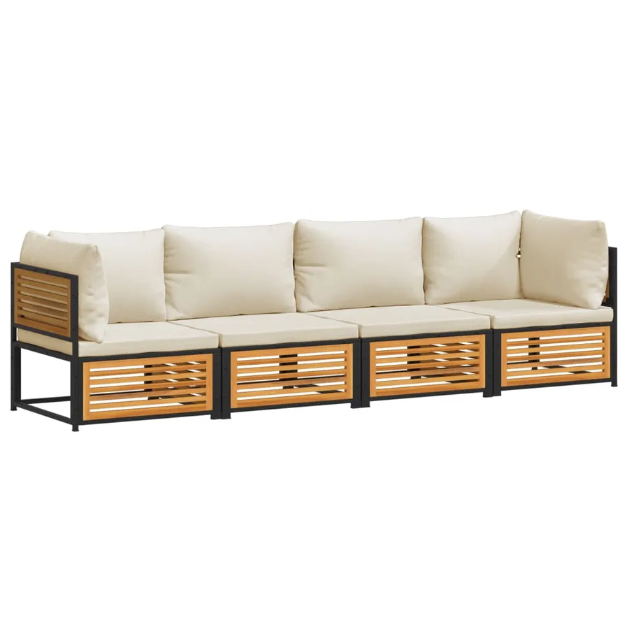 Salon de jardin avec coussins 4 pcs bois d'acacia massif - 2