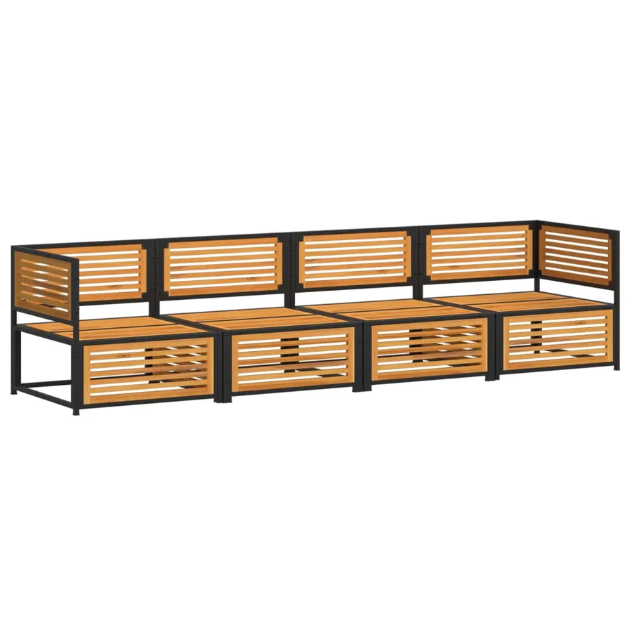 Salon de jardin avec coussins 4 pcs bois d'acacia massif - 3