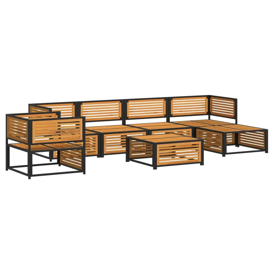 Salon de jardin avec coussins 7 pcs bois massif d'acacia - 3