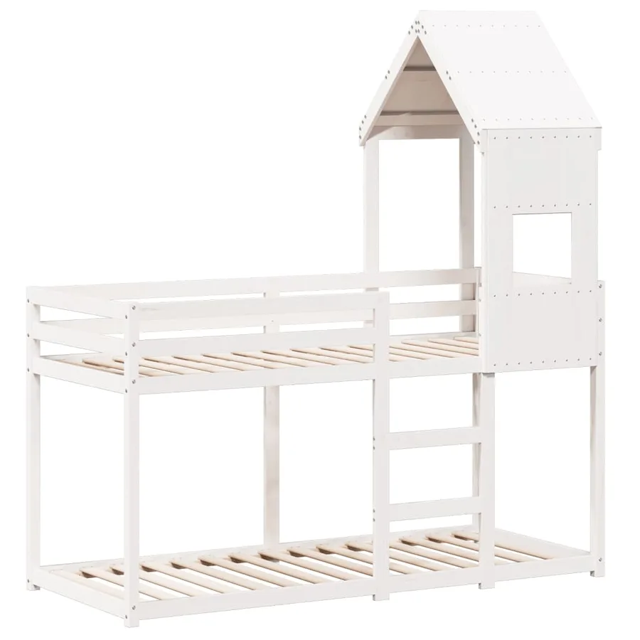 Lit superposé sans matelas blanc 90x190 cm bois de pin massif - 3