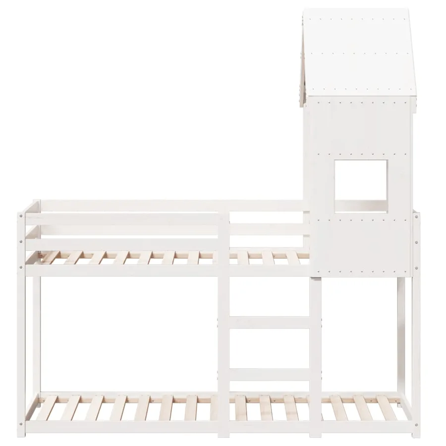 Lit superposé sans matelas blanc 90x190 cm bois de pin massif - 4