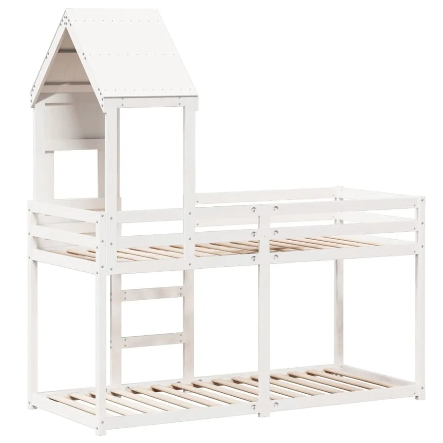 Lit superposé sans matelas blanc 90x190 cm bois de pin massif - 8