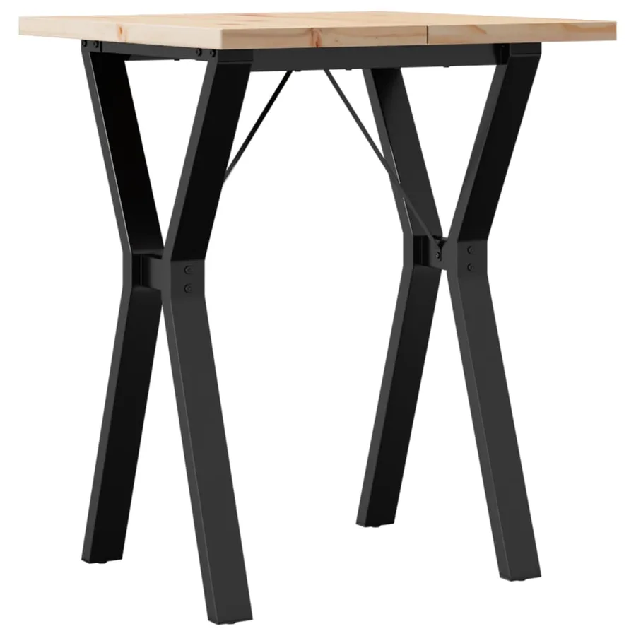 Table à manger cadre en Y 60x60x75,5cm bois de pin massif acier - 2
