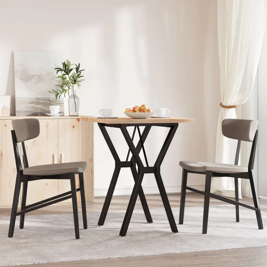 Table à manger cadre en Y 60x60x75,5cm bois de pin massif acier - 3