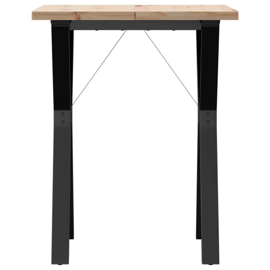Table à manger cadre en Y 60x60x75,5cm bois de pin massif acier - 4