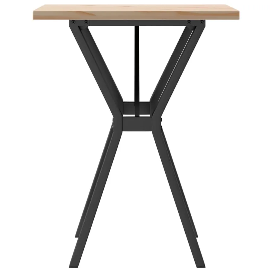 Table à manger cadre en Y 60x60x75,5cm bois de pin massif acier - 5