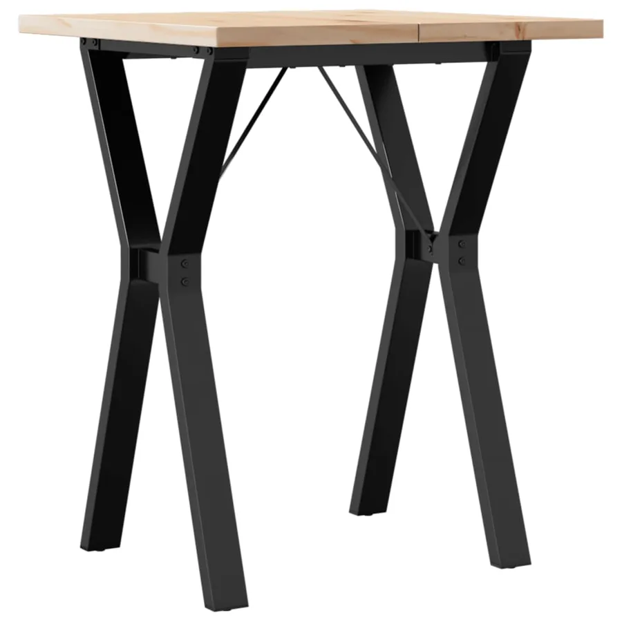Table à manger cadre en Y 60x60x75,5cm bois de pin massif acier - 6
