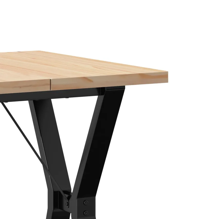 Table à manger cadre en Y 60x60x75,5cm bois de pin massif acier - 7