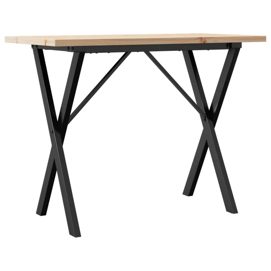 Table à manger cadre en X 100x50x75,5 cm bois pin massif acier - 2