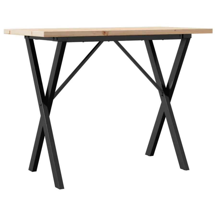 Table à manger cadre en X 100x50x75,5 cm bois pin massif acier - 6