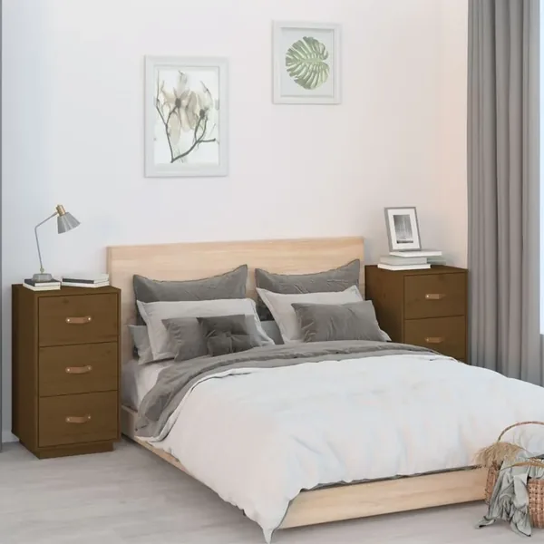 Tables de chevet 2 pcs Marron 40x40x75 cm Bois de pin massif