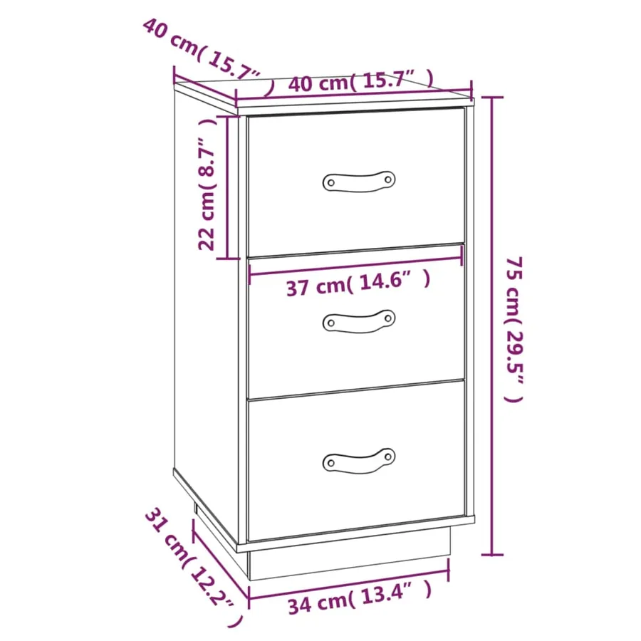 Tables de chevet 2 pcs Marron 40x40x75 cm Bois de pin massif - 11