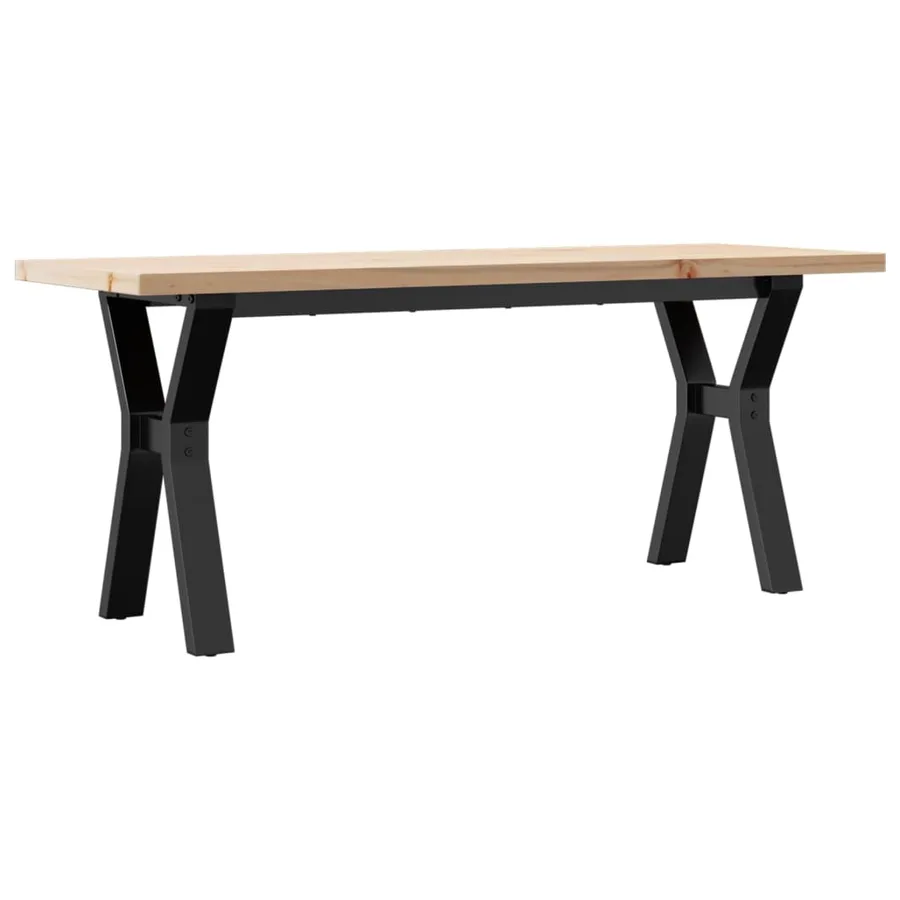 Table basse cadre en Y 110x40x45,5 cm bois de pin massif acier - 2