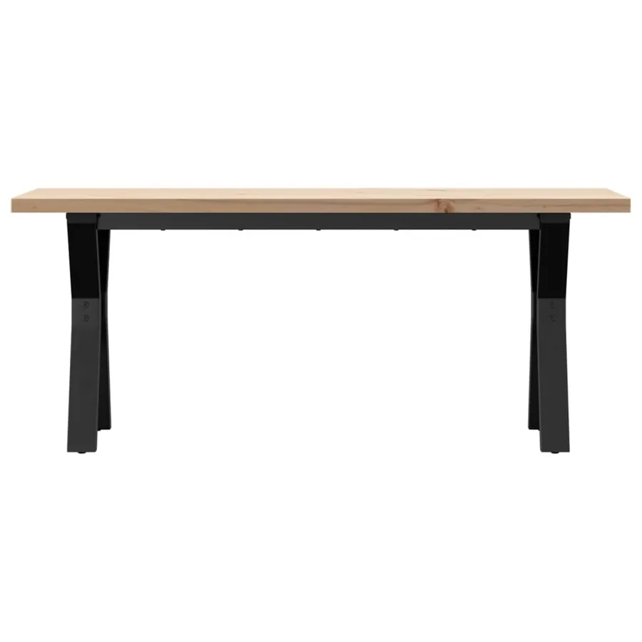 Table basse cadre en Y 110x40x45,5 cm bois de pin massif acier - 4