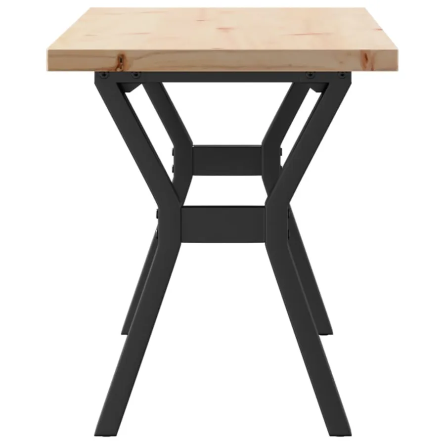 Table basse cadre en Y 110x40x45,5 cm bois de pin massif acier - 5