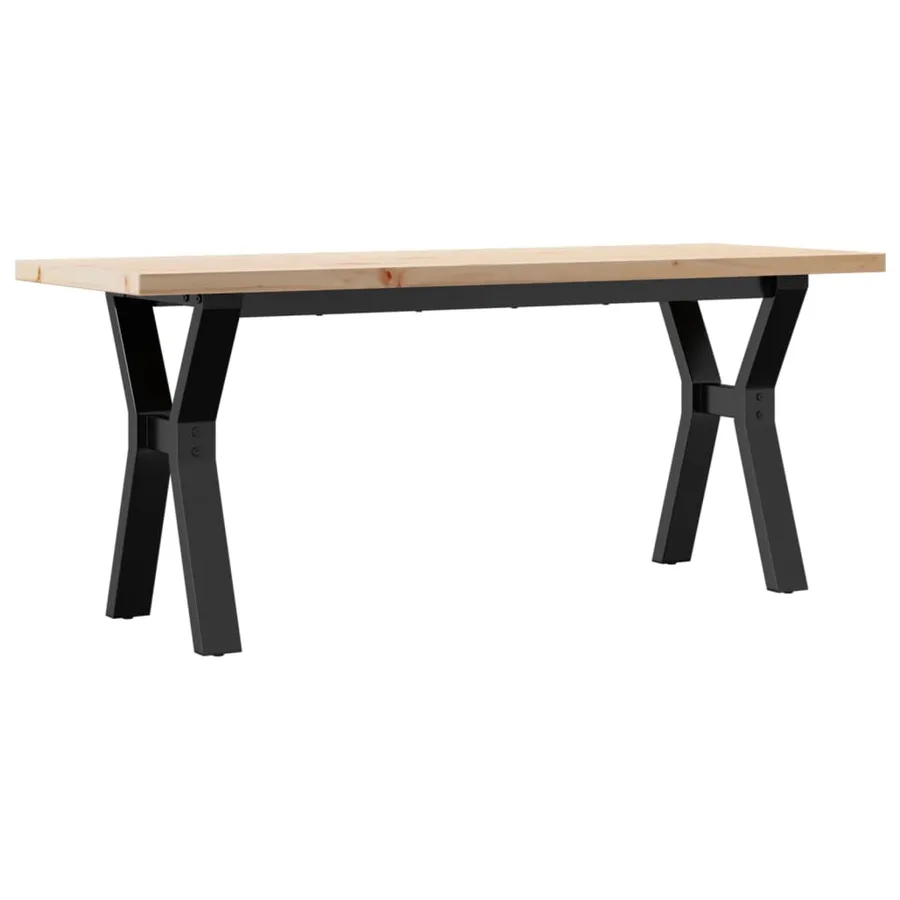 Table basse cadre en Y 110x40x45,5 cm bois de pin massif acier - 6