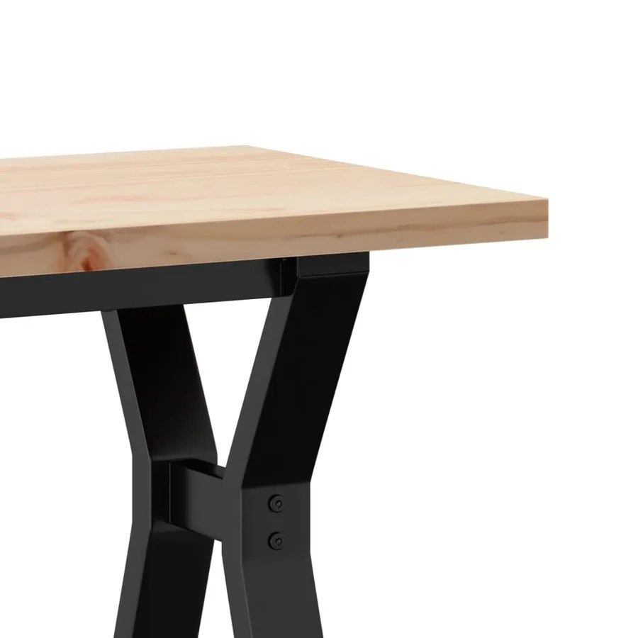 Table basse cadre en Y 110x40x45,5 cm bois de pin massif acier - 7