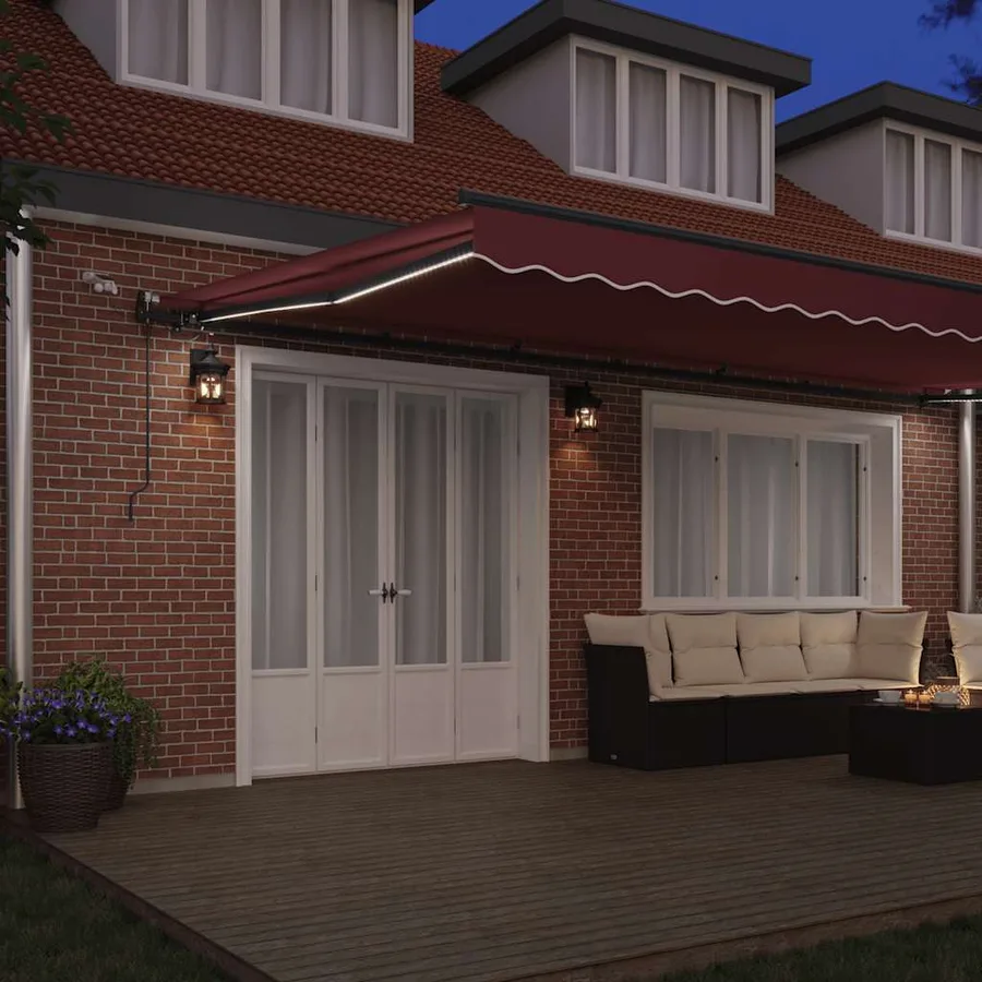 Auvent rétractable automatique avec LED bordeaux 600x300 cm - 3