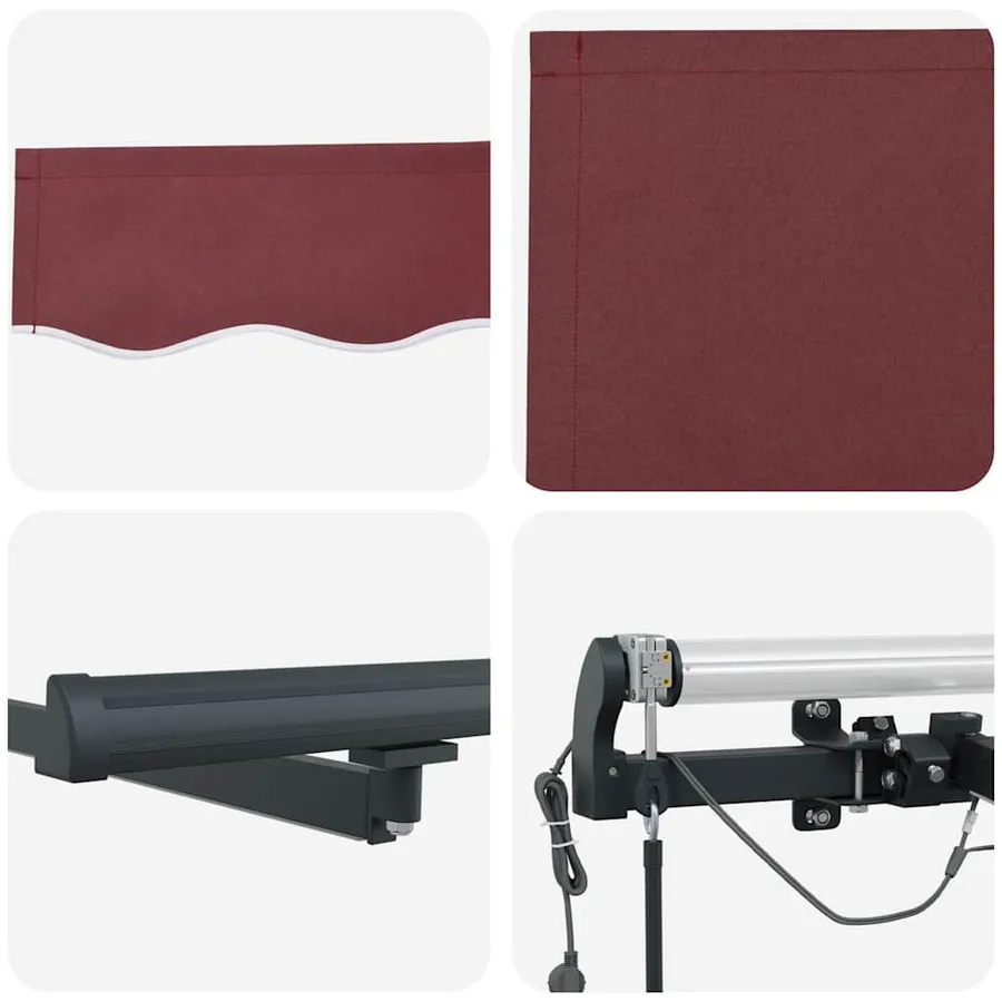 Auvent rétractable automatique avec LED bordeaux 450x300 cm - 12