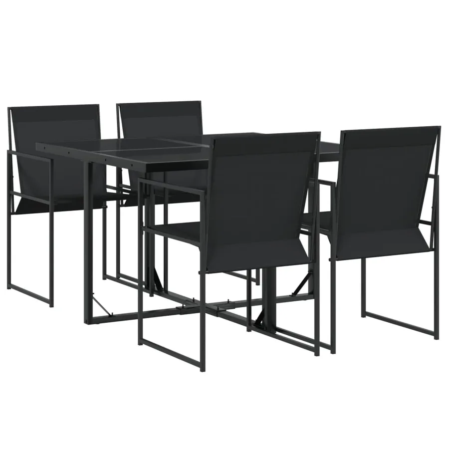 Ensemble à manger de jardin 5 pcs noir textilène - 2