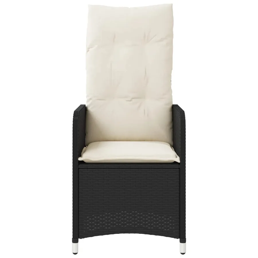 Chaise inclinable de jardin avec coussins noir résine tressée - 4