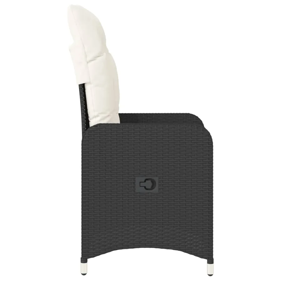 Chaise inclinable de jardin avec coussins noir résine tressée - 5