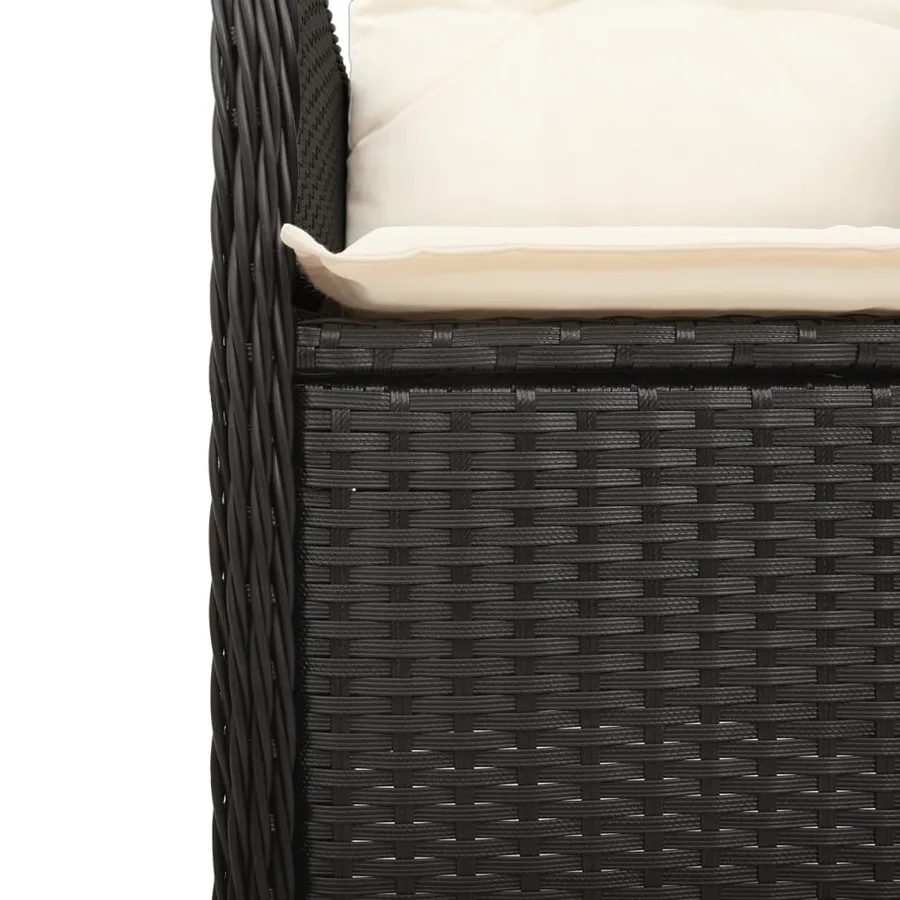 Chaise inclinable de jardin avec coussins noir résine tressée - 8