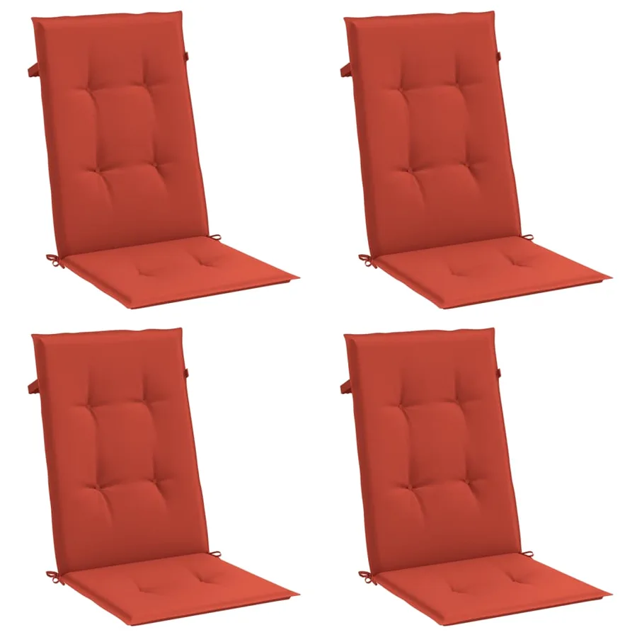 Coussins de chaise à dossier haut lot de 4 rouge mélangé tissu - 4