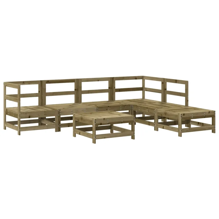 Salon de jardin 7 pcs avec coussins bois de pin imprégné - 3