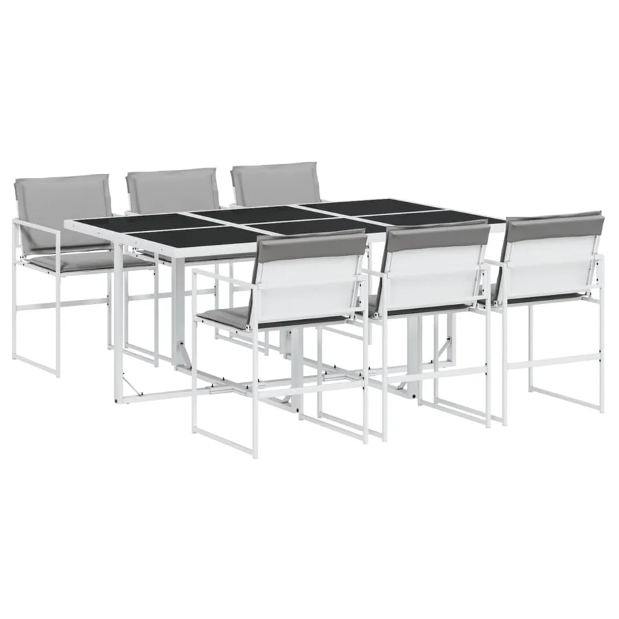 Ensemble à manger de jardin avec coussins 7 pcs blanc textilène - 2