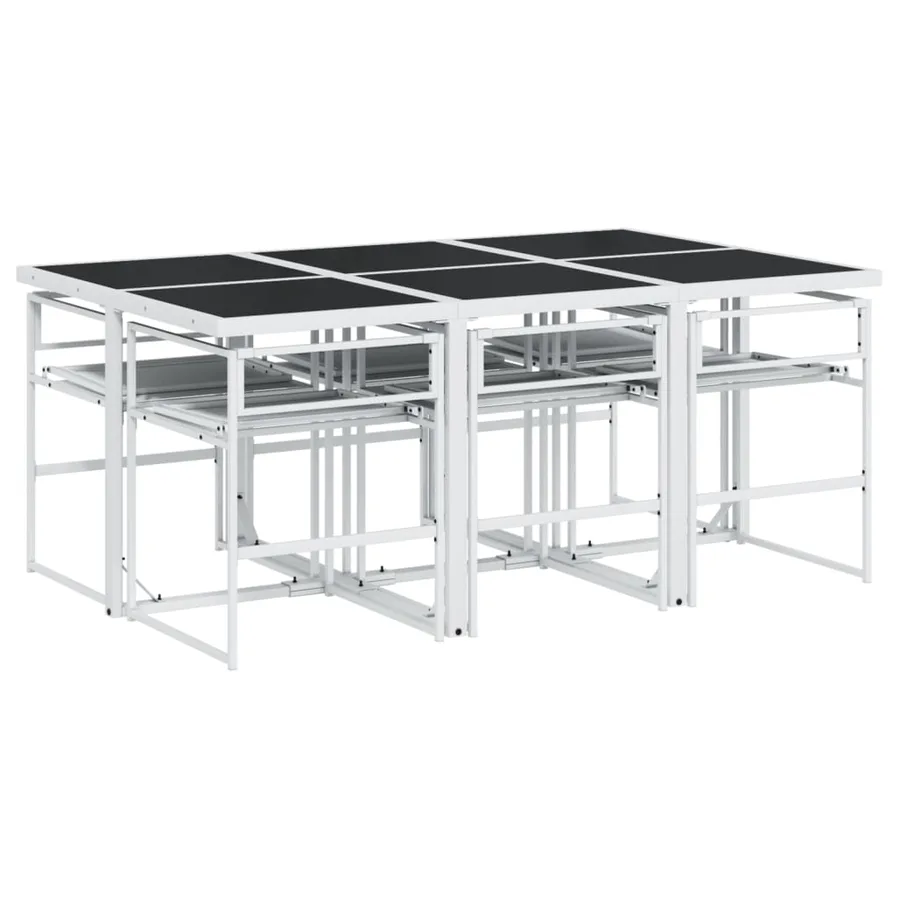 Ensemble à manger de jardin avec coussins 7 pcs blanc textilène - 5
