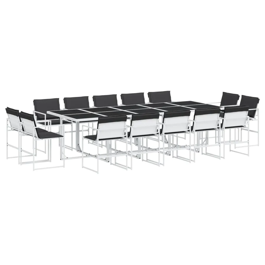 Ensemble à manger de jardin avec coussins 15pcs blanc textilène - 2