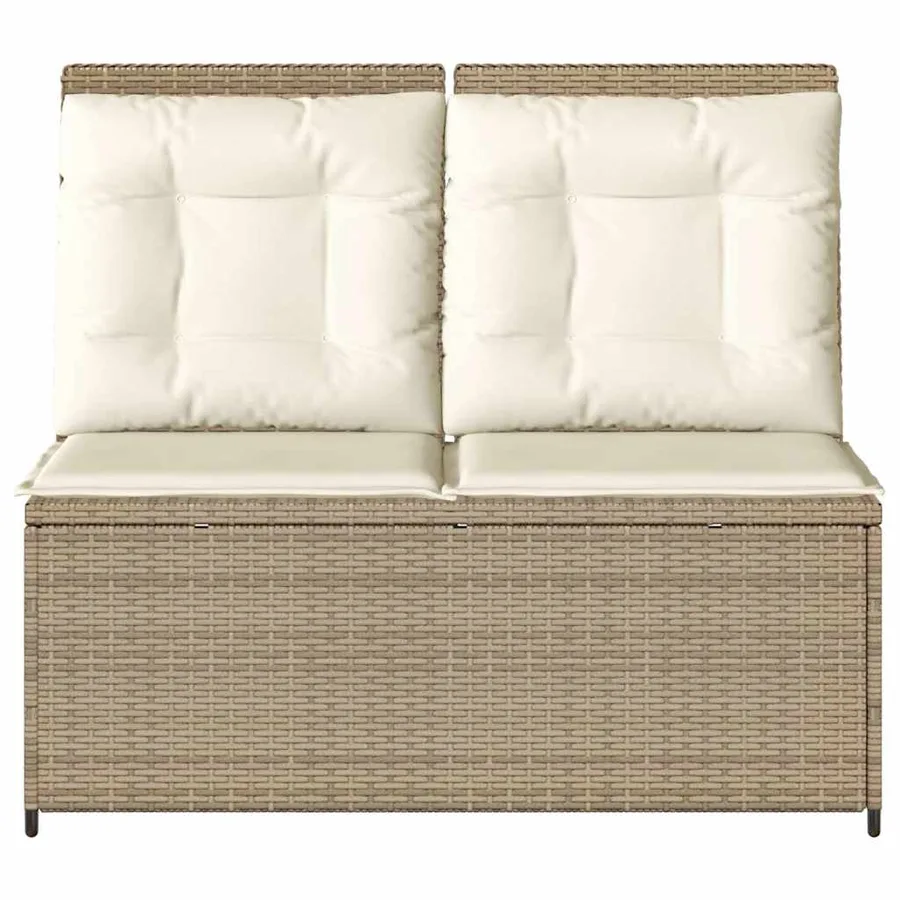 Banc inclinable de jardin avec coussins beige résine tressée - 4