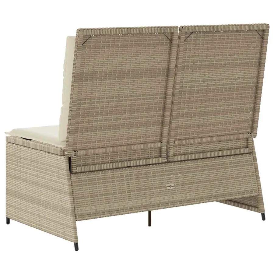 Banc inclinable de jardin avec coussins beige résine tressée - 6