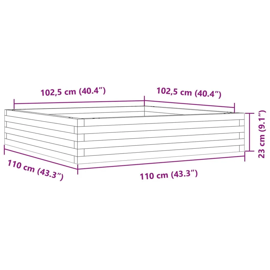 Jardinière blanc 110x110x23 cm bois de pin massif - 10