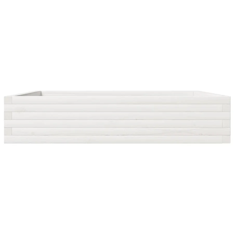 Jardinière blanc 110x110x23 cm bois de pin massif - 5