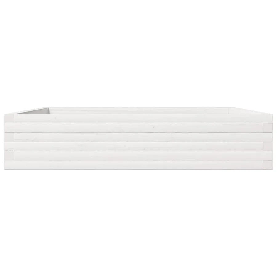 Jardinière blanc 110x110x23 cm bois de pin massif - 6