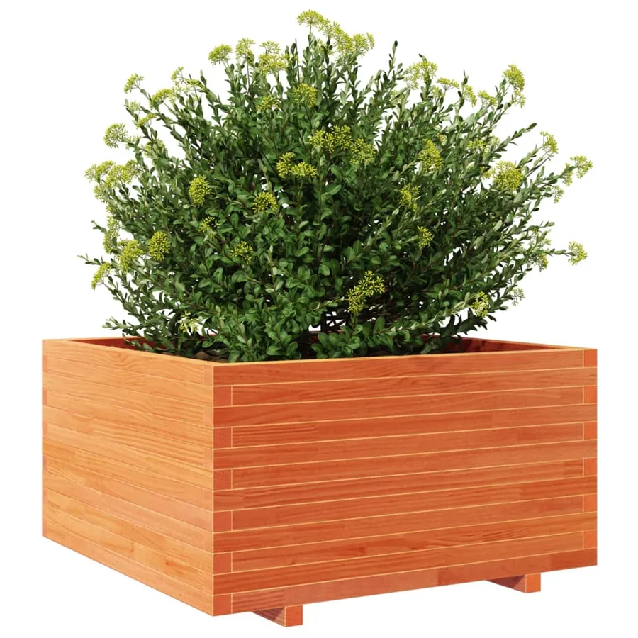 Jardinière cire marron 90x90x49,5 cm bois de pin massif - 4