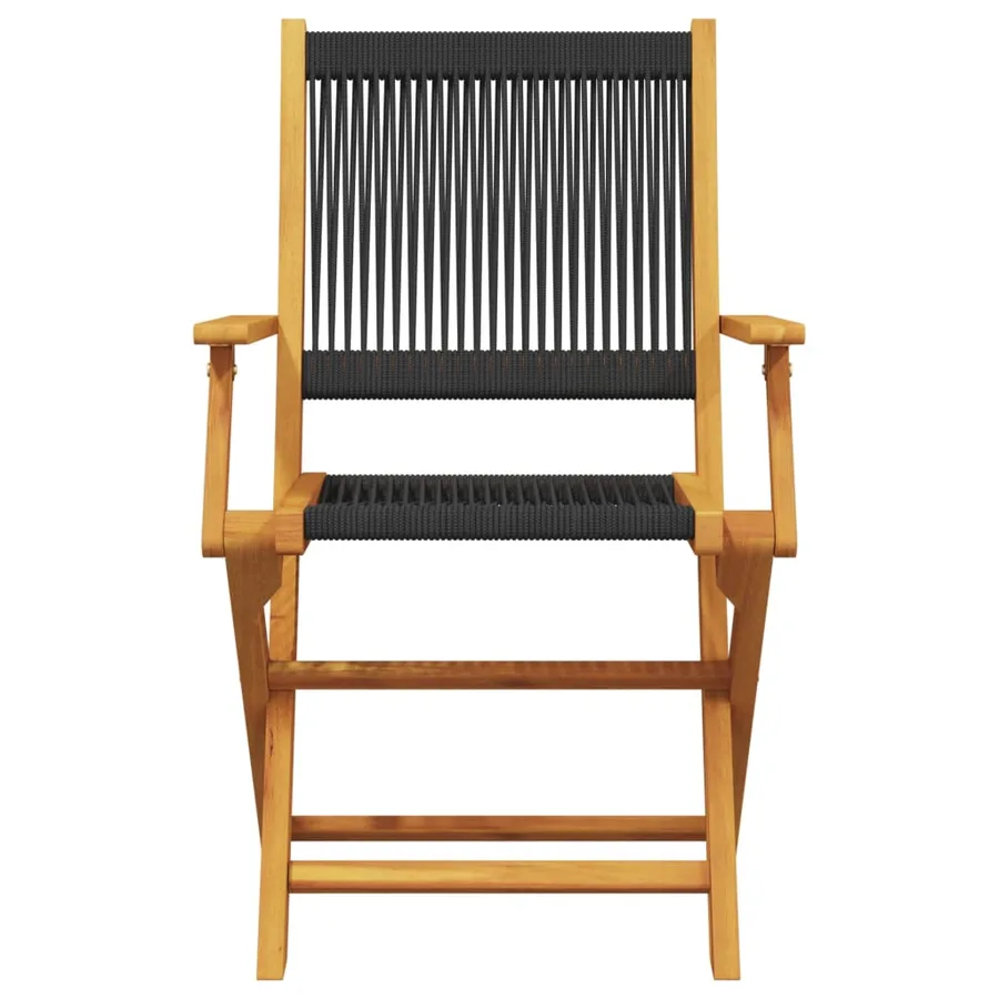 Ensemble de bistro 3 pcs noir polypropylène et bois massif - 4