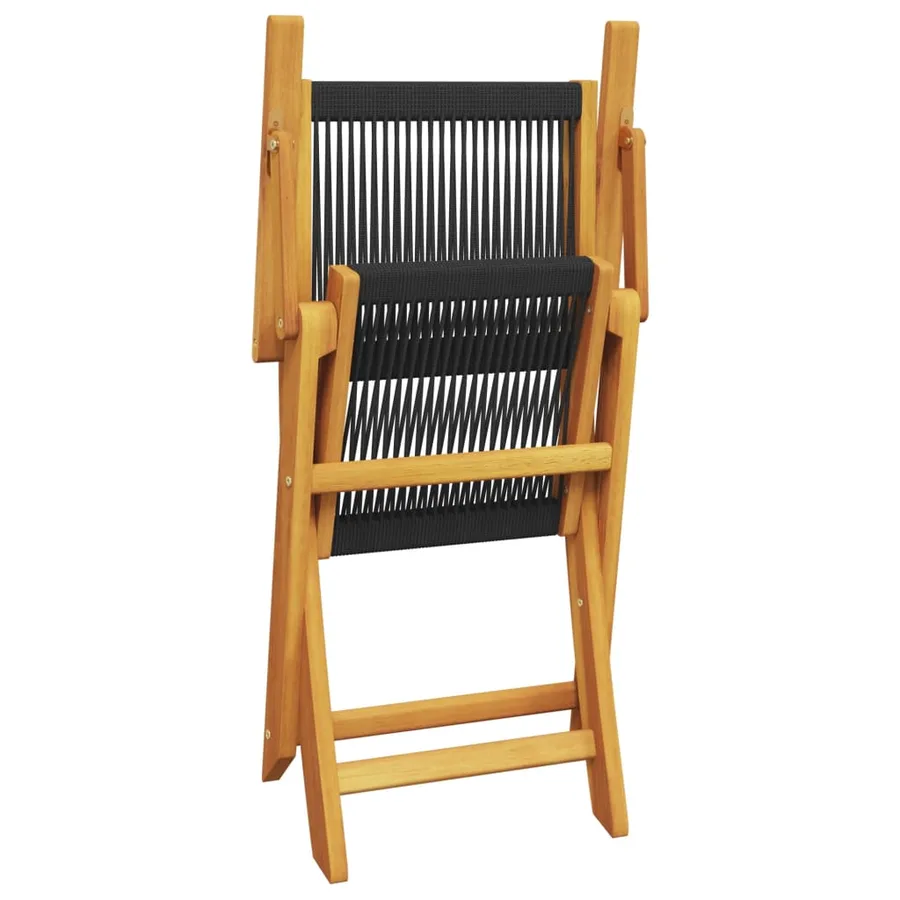 Ensemble de bistro 3 pcs noir polypropylène et bois massif - 7