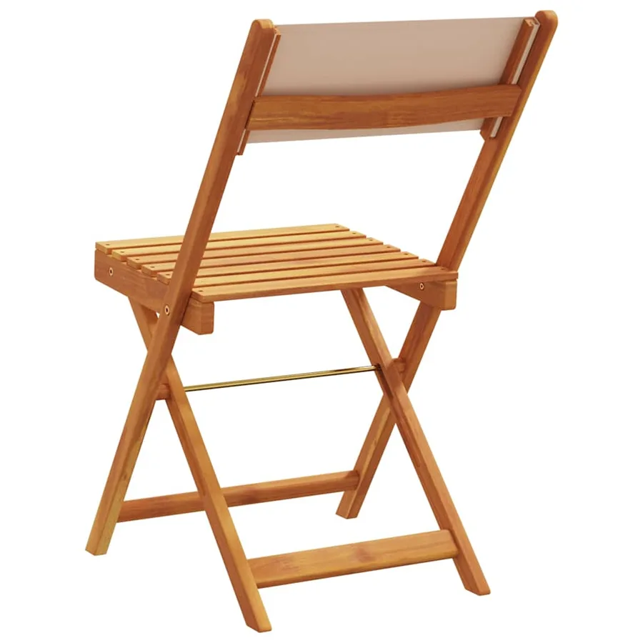 Chaises de jardin pliantes lot de 6 taupe tissu et bois massif - 6