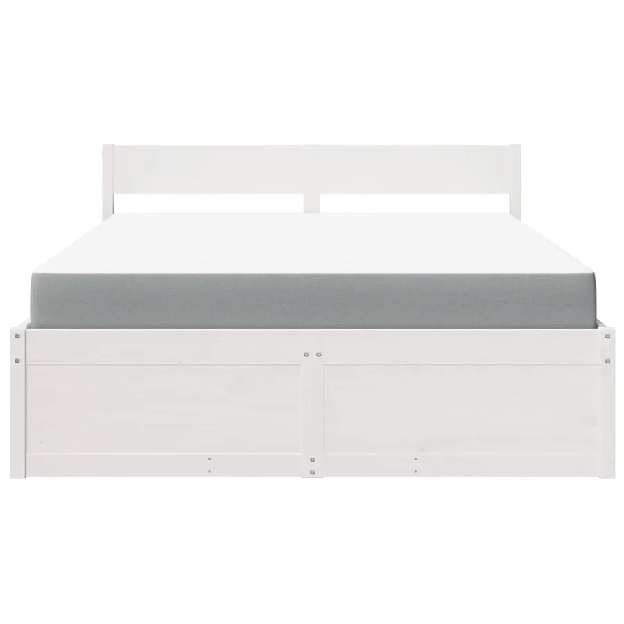 Lit avec tiroirs et matelas blanc 160x200 cm bois massif de pin - 4