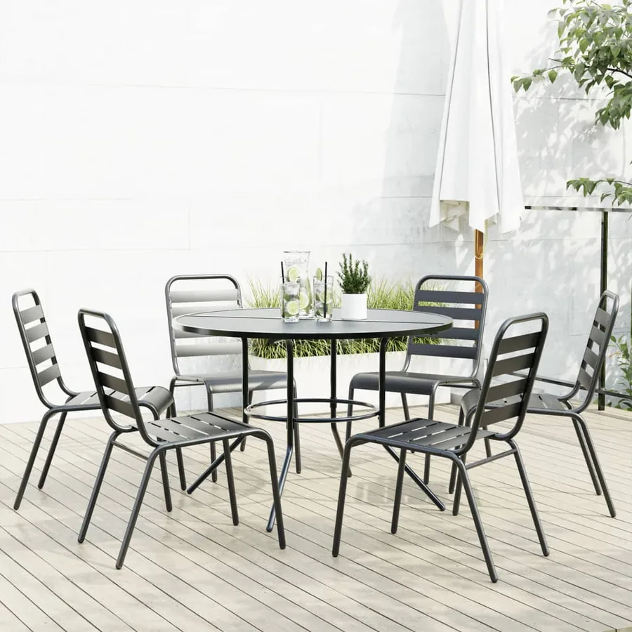 Ensemble de chaises de jardin empilables 7 pcs anthracite