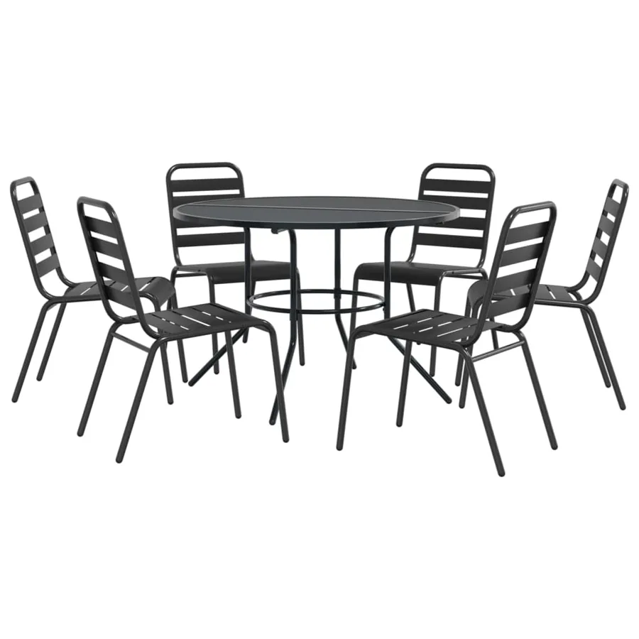 Ensemble de chaises de jardin empilables 7 pcs anthracite - 2