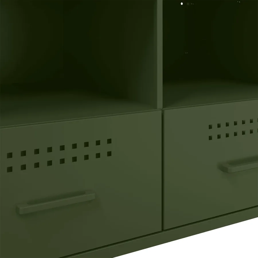 Meuble TV vert olive 68x39x50,5 cm acier - 11