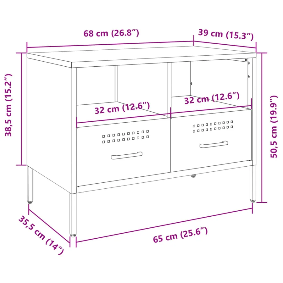 Meuble TV vert olive 68x39x50,5 cm acier - 13