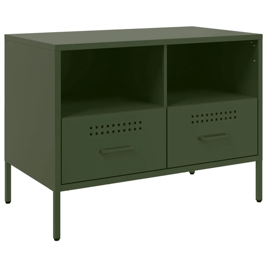 Meuble TV vert olive 68x39x50,5 cm acier - 2